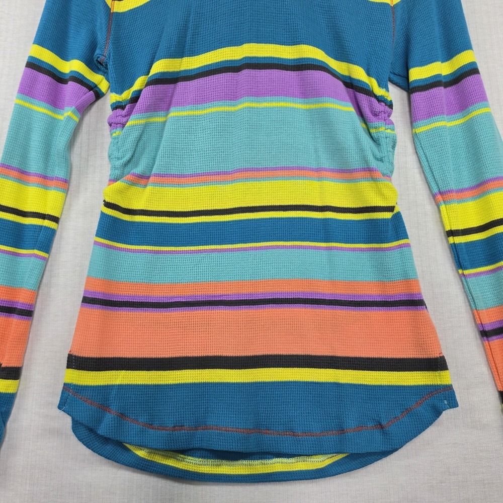 Nike Multicolor Striped Waffle Knit Ruched Hoodie Long Sleeve Shirt L Skate Y2K - Picture 3 of 9